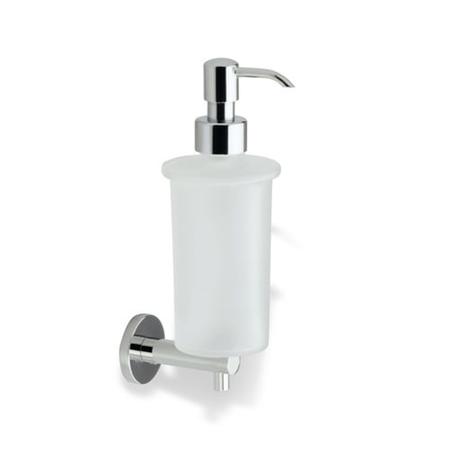 Soap Dispenser, Chrome, Wall Mounted, Frosted Glass with Brass Mounting StilHaus VE30-08
